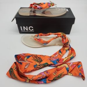 INC international concepts malana scarf flat sandals seahorse print size 8
